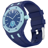 Reloj Deportivo Octagonal de Cuarzo para Hombre, Correa de Silicona Azul, Pantalla Analógica, Relojes de Cuarzo Unisex, Modernos, con Correa Intercambiable