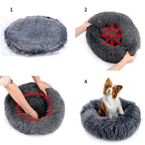 Faux Fur Comfortable Washable Soft Donut Pet <strong>Dog</strong> Cat <strong>Bed</strong> for Large <strong>Dog</strong> Warm Round Customized Calming Fluffy Plush Pet <strong>Dog</strong> <strong>Bed</strong> - Product Image 2