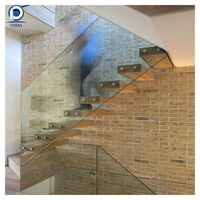 Escalier droit flottant de luxe en bois Prima Fancy avec éclairage LED, bois massif et fer, antidérapant pour maison et villa
