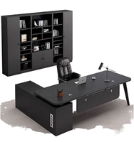 Scrivania Moderna per Ufficio Dirigenziale, Set di Scrivanie per CEO con Mobile, Scrivania a L in Legno, Arredamento Minimalista per Ufficio