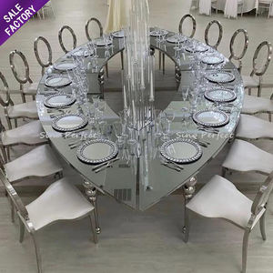 Meubles de banquet pour événements de mariage en acier inoxydable, tables et chaises de salle à manger modernes et luxueuses pour 6/8/10 personnes - Product Image 1