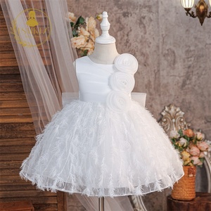 Vestido <span class=keywords><strong>de</strong></span> niña <span class=keywords><strong>de</strong></span> las flores, estilo princesa, blanco, <span class=keywords><strong>de</strong></span> satén, hasta la rodilla, <span class=keywords><strong>para</strong></span> fiesta <span class=keywords><strong>de</strong></span> boda <span class=keywords><strong>de</strong></span> verano - Product Image 3