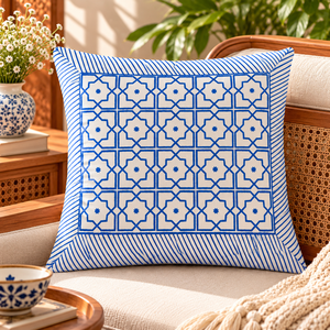 Cojines decorativos de algodón con estampado artesanal a mano, transpirables y suaves, para decoración moderna de dormitorio, sala de estar y hotel. - Product Image 2