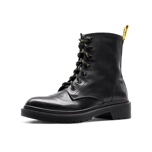 Botines de Mujer de Alta Calidad, Fabricados en Dongguan, con Parte Superior de Cuero Genuino, con Cordones y Cremallera, Estilo Occidental, Planos, para Otoño - Product Image 1