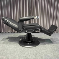 Fauteuil de Barbier Rétro Inclinable pour Hommes, Chaise de Rasage et de Toilettage Réglable, Siège Robuste pour Salon de Coiffure