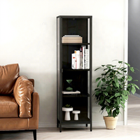 Bibliothèque Enfant avec Porte Vitrée, Meuble de Rangement pour Salon, Étagère de Présentation, Armoire de Rangement