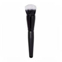 Pinceau de maquillage Kabuki plat de luxe de haute qualité pour blush, à poils synthétiques et manche en plastique, personnalisable avec logo