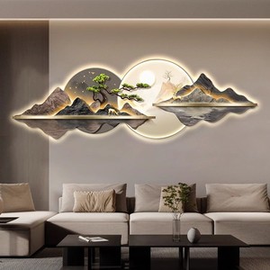 Nuevo estilo chino cristal porcelana <span class=keywords><strong>paisaje</strong></span> <span class=keywords><strong>pintura</strong></span> bienvenida Pino sofá Fondo pared colgante Original enmarcado atmosférico - Product Image 3