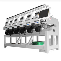 Machine à broder industrielle numérique automatique informatisée à 6 têtes, 12/15 aiguilles, 1200 tr/min, pour casquettes et t-shirts