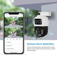 Kamera IP 6MP CCTV POE Kamera Luar Ruangan Lensa Ganda Full HD Pengawasan Versi Malam Kamera Jaringan Layar Ganda Keamanan Rumah