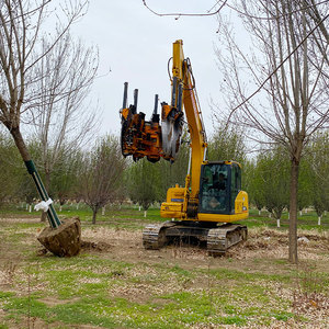 Shandong <b>Tree</b> Spade Skid Steer Excavator <b>Tree</b> Transplanter Machine Gear Core 6 Ton 800kg <b>Weight</b> 1 Year Yellow - Product Image 2