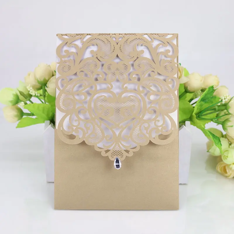 Kertas Royal Terukir Laser Mewah Kartu Undangan Pernikahan Bridal Shower Kartu Ucapan Ulang Tahun