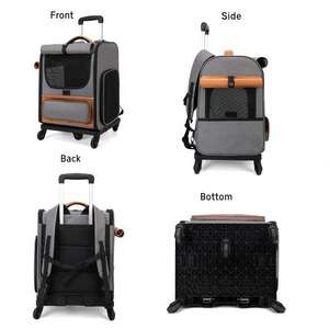 Tas hewan peliharaan, koper penyimpanan dengan ventilasi dapat dilipat untuk dua kucing dan anjing kapasitas besar portabel - Product Image 5