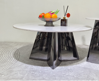 Table basse de luxe légère, ronde, salon, maison, design italien minimaliste, table à thé en acier inoxydable de forme spéciale