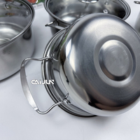 Vente chaude 10PCS Classique En Acier Inoxydable Batterie De Cuisine Moderne Sain Ustensiles De Cuisine Casseroles En Verre pour Le Gaz En Gros Maison