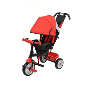 MAZZEO GIOCATTOLI Tricycle à pédales en plastique rouge pour enfants avec siège et auvent pour les tout-petits (2-4 ans) - Product Image 2