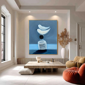 Hand Painted Oil Canvas Portrait Art With Wood <b>Frame</b> Contemporary Coastal Seascape <b>Painting</b> Indoor Decor - Product Image 2