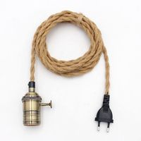 Cordon d'alimentation certifié UE DIY avec prise, recouvert de corde de chanvre, support d'ampoule fileté E26, interrupteur marche/arrêt, ensembles de cordons de suspension vintage pour lampe