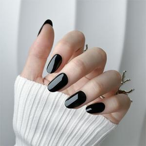 AIERFEI Color sólido Prensa <span class=keywords><strong>Uñas</strong></span> <span class=keywords><strong>en</strong></span> <span class=keywords><strong>uñas</strong></span> postizas <span class=keywords><strong>Uñas</strong></span> postizas ovaladas cortas brillantes - Product Image 2