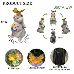 Rabbit Solar Garden <b>Light</b> <b>LED</b> Outdoor Decor Water Resistant Courtyard Balcony <b>Night</b> <b>Light</b> - Product Image 2