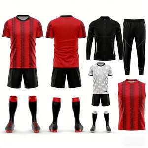 Spieler-Version Maßgeschneiderte Fußballtrikots Herren Fußballbekleidung <span class=keywords><strong>2</strong></span>-teiliges Set Atmungsaktives Jacquard-Gewebe Jugend Komplettset Fußballuniform - Product Image 1