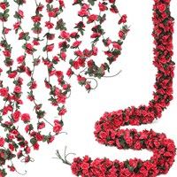 Guirlande de vigne de rose artificielle avec des feuilles vertes pour chambre, mariage d'anniversaire, anniversaire, décoration d'arche murale de Noël