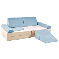 Ensemble de 10 blocs de jeu en mousse de grande taille, canapé modulaire pour enfants, mobilier de salle de jeux en éponge haute densité avec revêtement en velours côtelé, vente en gros