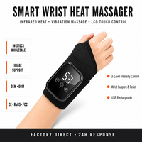 Attelle de massage électrique rechargeable pour poignet avec contrôle de la minuterie, température réglable et vibrations pour la relaxation des articulations et des muscles de la main