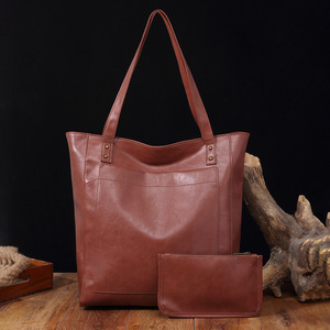 Women's <b>Soft</b> <b>Leather</b> Hand <b>Bags</b> Oil Wax <b>Leather</b> Large Capacity Single Shoulder <b>Bags</b> Classic Tote <b>Bag</b> Set Pocket PU <b>Leather</b> Ladies - Product Image 2