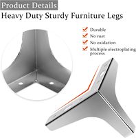 Silberne Möbelbeine, Metall-Ersatzfüße Dreieckig, Tischbeine für Schrank Sofa Kommode Couch Ottoman Moderner Stil