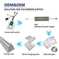 Interrupteur Tactile OEM 12V à Bouton Unique pour Miroir LED, Commande Vocale Espagnole, 3 Couleurs CCT, Gradation de la Lumière, Marche/Arrêt, Commutation des Couleurs