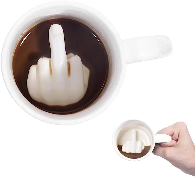 उच्च बनाने की क्रिया कारतूस सफेद कॉफी मग 350ml 11oz मजेदार मध्य उंगली कप और 3D शैली चाय दूध