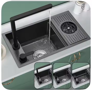 Nueva lavadora de taza oculta 55*32 cm 304 fregadero de acero inoxidable cafetería isla Mini fregadero Invisible de un solo tanque <span class=keywords><strong>con</strong></span> grifo y drenaje - Product Image 3