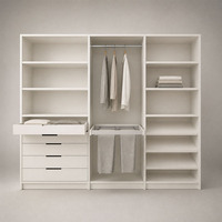 Armoire penderie moderne minimaliste avec tiges de suspension et tiroirs blancs, du sol au plafond, en kit (KD), en contreplaqué mélaminé, fabrication OEM ODM sur mesure