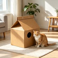 KYOSEI Maison-griffoir pour chat en papier ondulé de liège écologique, pliable, design moderne et minimaliste, durable et léger, jouet pour