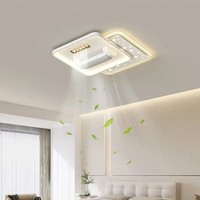 Ventilateur de plafond sans pales Art Déco moderne avec lumière LED et télécommande, blanc, pour chambre et salon, modèle Agi32