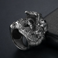 MECYLIFE Bague Crâne Homme en Acier Inoxydable 316, Style Gothique Punk Motard Vintage, Bijou Tête de Crâne Tendance et Personnalisé