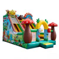 Structure gonflable à thème insectes forestiers avec double toboggan, aire de jeux d'aventure naturelle pour enfants, multicolore, pour fêtes