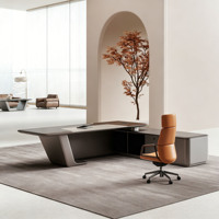 Ensemble de bureau et chaise de direction Tech Boss haut de gamme, moderne et classique, en MDF modulaire, avec base en acier, adapté pour la maison/le bureau/l'apartment