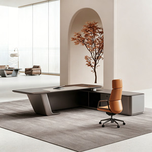 Ensemble de bureau et chaise de direction Tech Boss haut de gamme, moderne et classique, en MDF modulaire, avec base en acier, adapté pour la maison/le bureau/l'apartment - Product Image 3