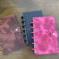 Nouveau design, carnet de notes à reliure à anneaux en cuir PU A6, pages intérieures avec des fleurs, carnet de notes pour l'université