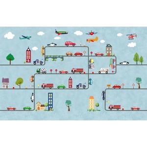 <span class=keywords><strong>Papier</strong></span> <span class=keywords><strong>peint</strong></span> mural <span class=keywords><strong>3D</strong></span> de voitures amusantes de dessin animé pour la chambre des enfants décorative - Product Image 5