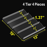 Organisateur de tiroir à épices, support de bocaux d'assaisonnement extensible en acrylique transparent à 4 niveaux, tiroir de cuisine, plateau d'insertion d'épices