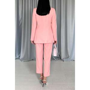Conjunto de Traje Rosa para Mujer, 100% Poliéster, Antiarrugas, Ropa Formal - Product Image 1
