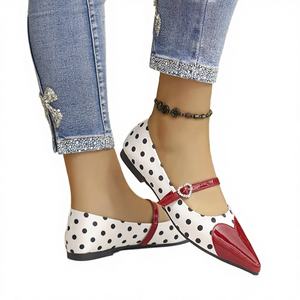 รองเท้าส้นเตี้ยแบบสวมลายจุดรูปหัวใจสำหรับผู้หญิง รุ่นใหม่ สไตล์บัลเลริน่า สำหรับฤดูใบไม้ผลิ/ฤดูใบไม้ร่วง/ฤดูหนาว - Product Image 4