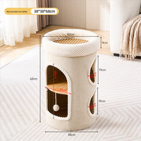 Lit pour chat d'intérieur tendance estivale avec structure d'escalade multicouche intégrée, bac à gratter anti-chute en bois massif résistant à l'usure