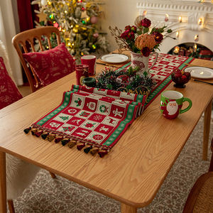 Natale natale alta decorazione rosso e verde con nappe Macrame arazzo 72 In Runner da tavolo per <span class=keywords><strong>cucina</strong></span> di casa ristorante. - Product Image 4