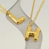 Collar Personalizado de Fábrica, Chapado en Oro de 18k, con Nombre de Pareja, Inicial, Acero Inoxidable, Letra del Alfabeto en Forma de Globo 3D