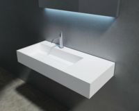 Évier de salle de bains de conception italienne Articles sanitaires de surface Certification CUPC Évier de vanité moderne en pierre suspendue solide 1 pièce