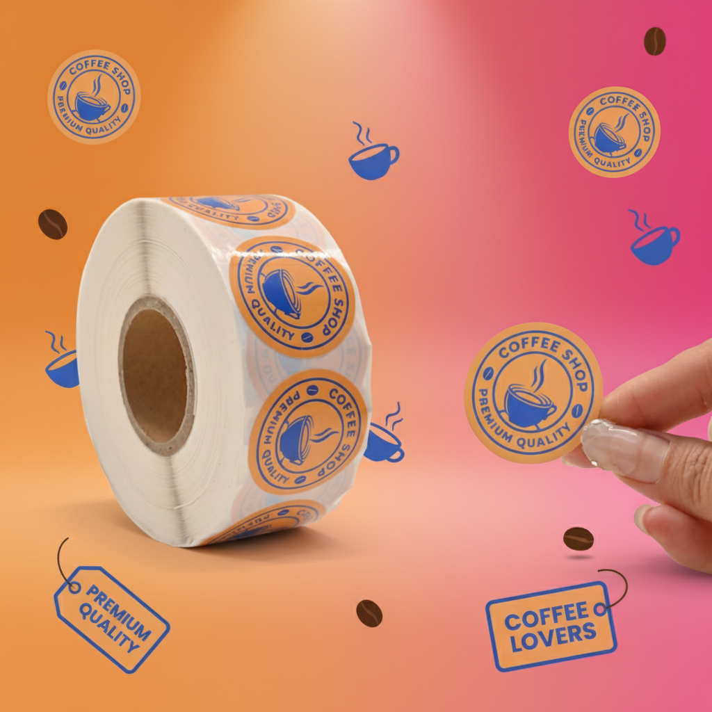 Waterproof Permanent Eco-Friendly Self-Adhesive Vinyl Adhesive Stickers Custom Shapes Packaging